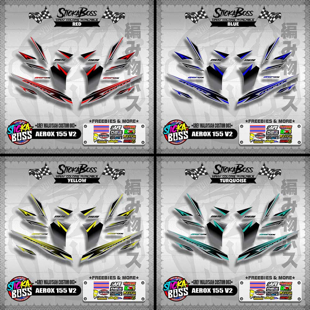 AEROX 155 V2 DECALS ( GREY MALAYSIAN CUSTOM 003 )【WITH FREEBIES】
