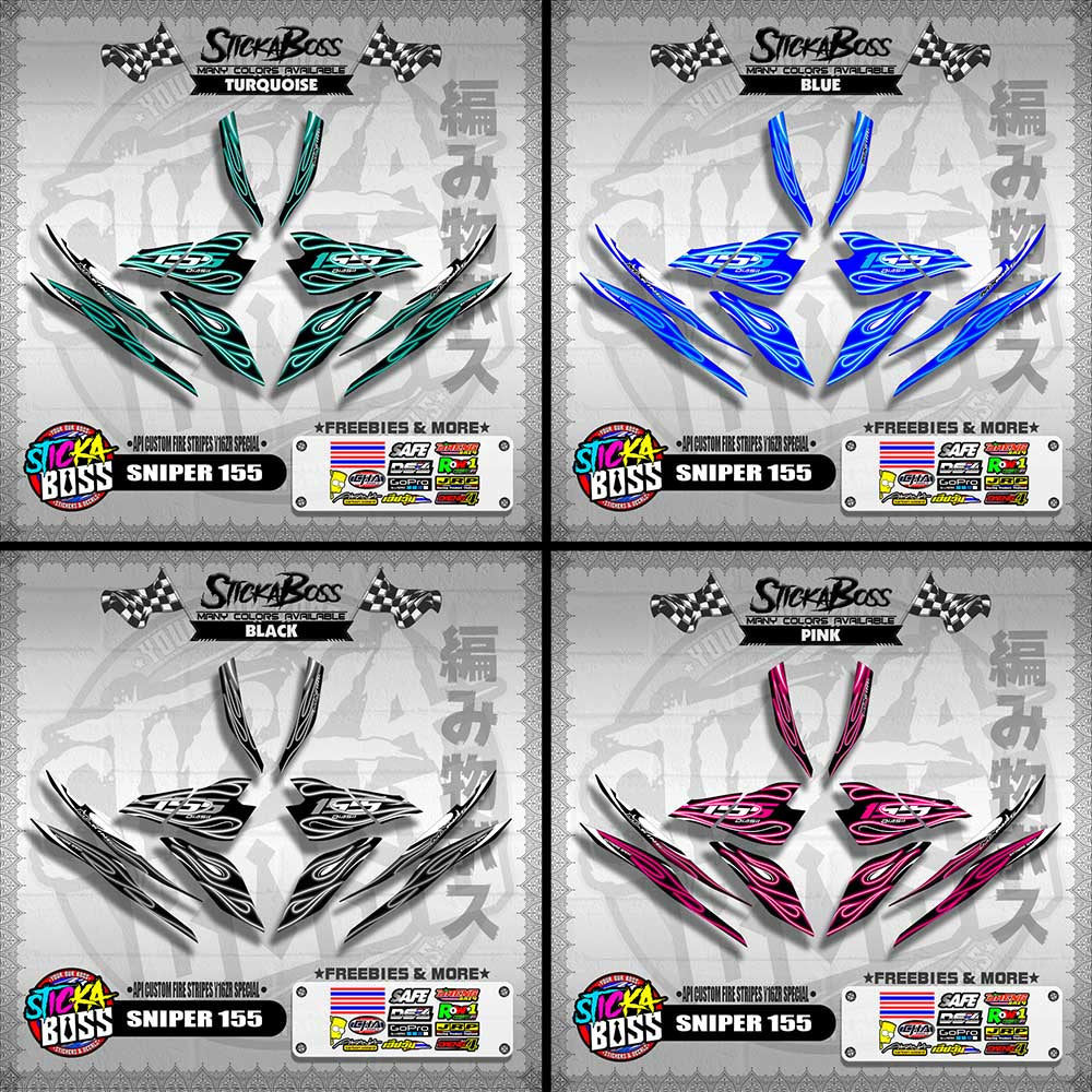 SNIPER 155 DECALS ( API CUSTOM FIRE STRIPES Y16ZR SPECIAL )【WITH FREEBIES】