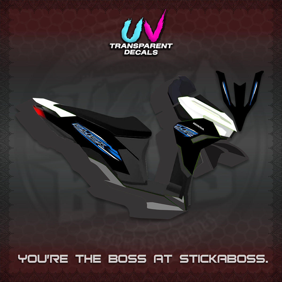 CLICK 125 V3 INDO UV TRANSPARENT DECALS (2024 SV 13-A2 STYLE) STICKER KITS By STICKABOSS
