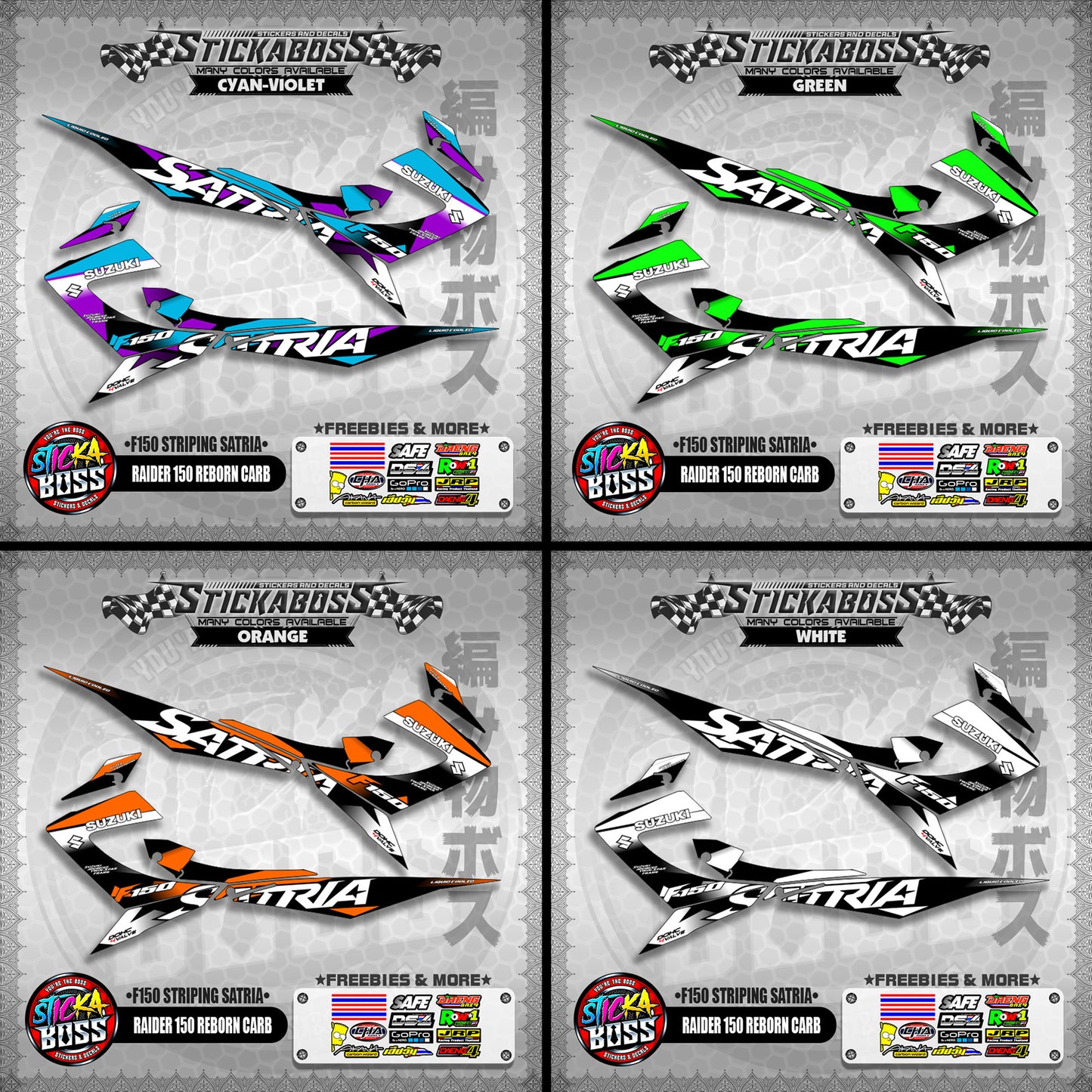 RAIDER 150 REBORN CARB STICKER DECALS ( F150 STRIPING SATRIA )【WITH FREEBIES】