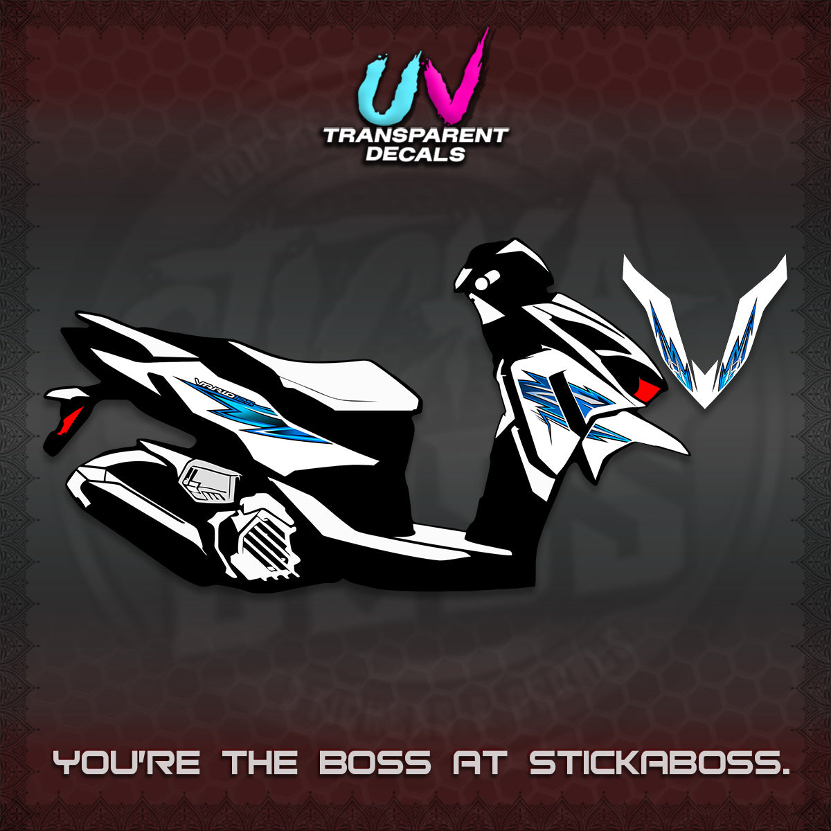 CLICK 125 V4 INDO VARIO UV TRANSPARENT DECALS (2026 VANDOREN STYLE) STICKER DECALS By STICKABOSS