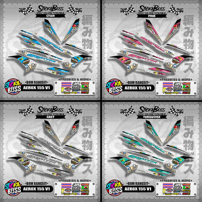 AEROX 155 V1 INDO CONCEPT DECALS ( BOM RANGSIT )【WITH FREEBIES】