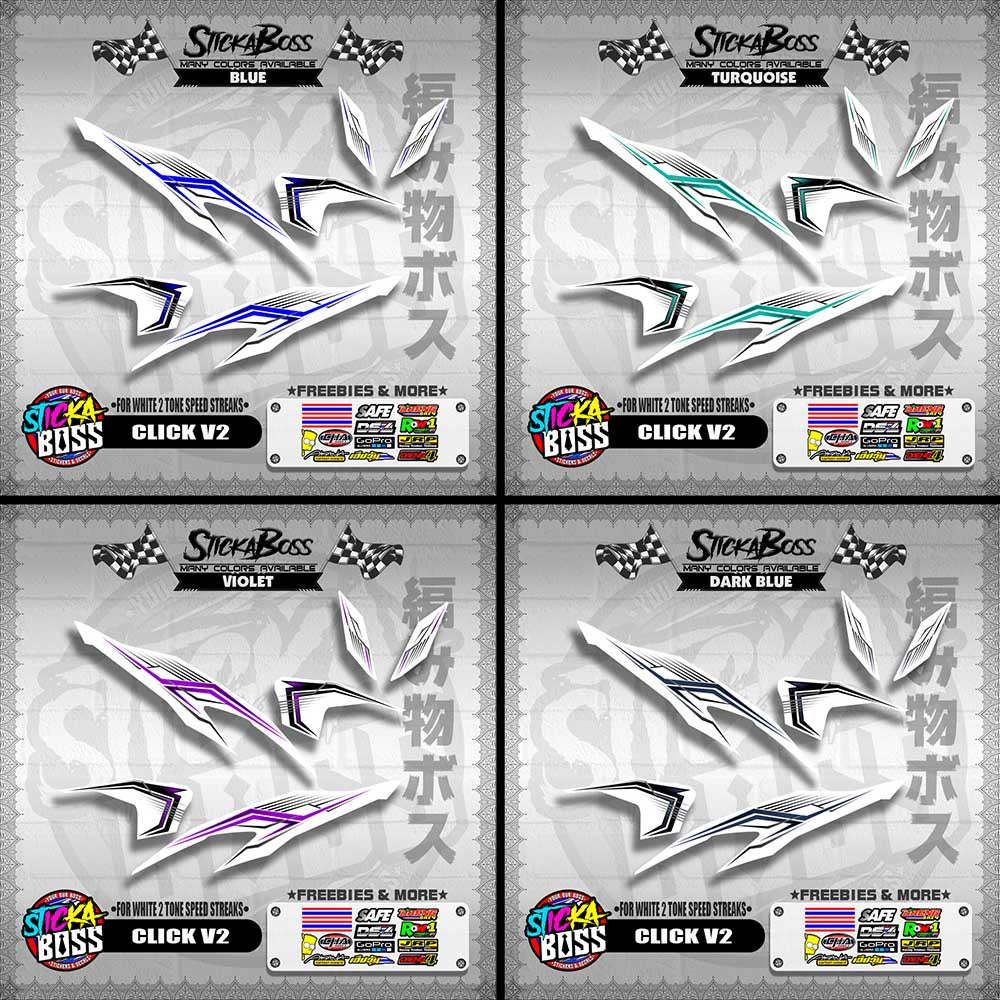 CLICK V2 DECALS ( FOR WHITE 2 TONE SPEED STREAKS ) [ PREMIUM GLOSSY LAMINATED ]【WITH FREEBIES】