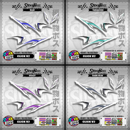 CLICK V2 DECALS ( FOR WHITE 2 TONE SPEED STREAKS ) [ PREMIUM GLOSSY LAMINATED ]【WITH FREEBIES】