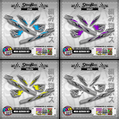 MIO AEROX V2 DECALS ( GREY 2024 LED FIRE MOTIF )【WITH FREEBIES】