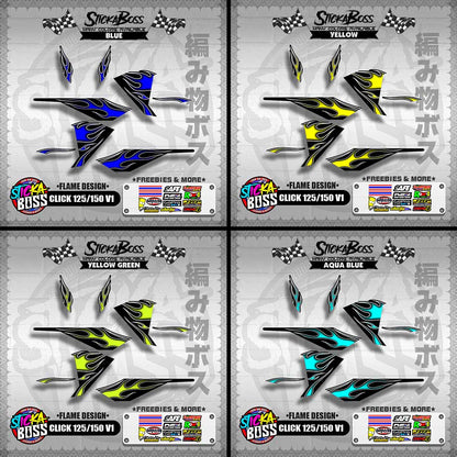 CLICK 125 / 150 V1 DECALS ( FLAME DESIGN )【WITH FREEBIES】