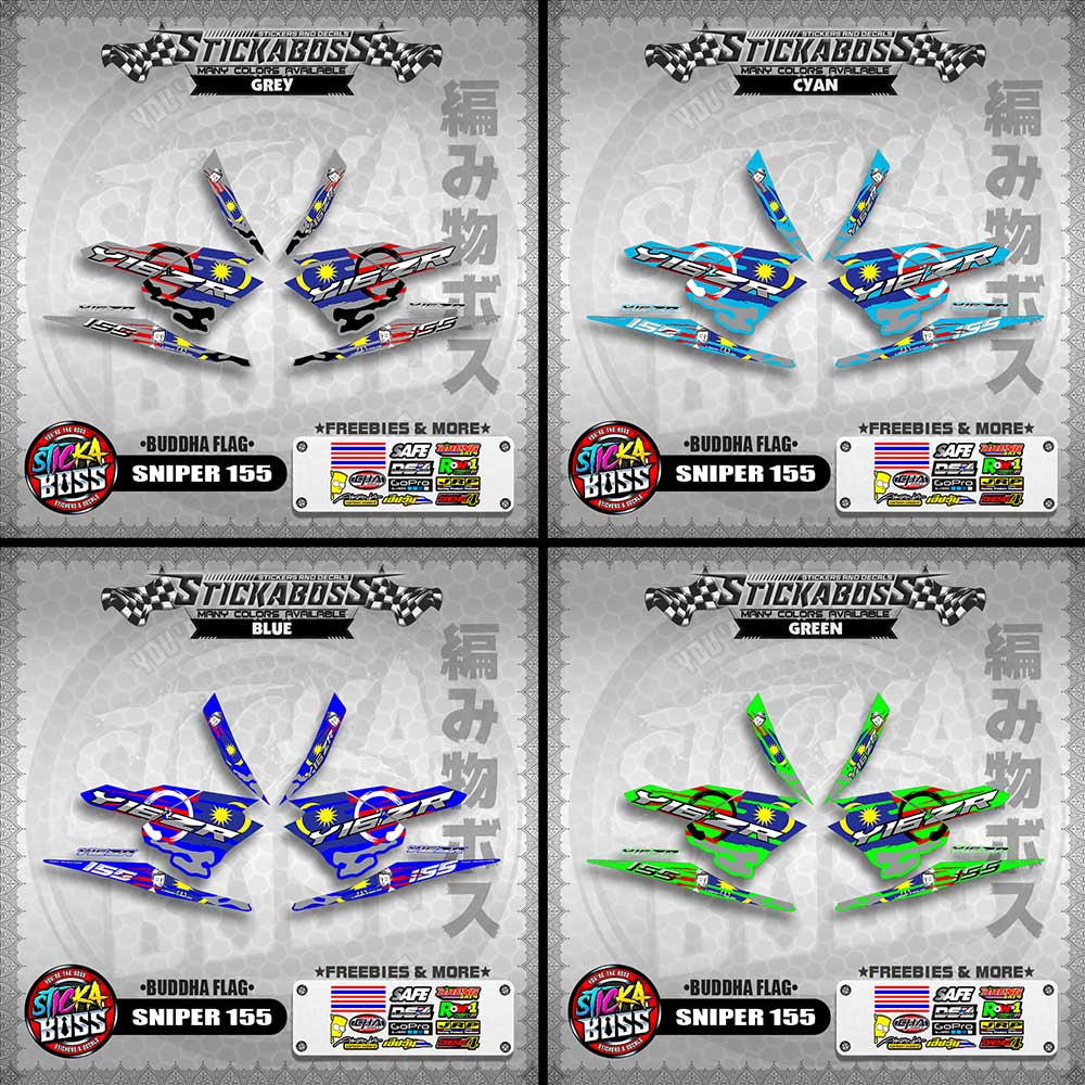 SNIPER 155 MALAYSIAN STICKER DECALS ( BUDDHA FLAG )【WITH FREEBIES】