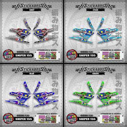 SNIPER 155 MALAYSIAN STICKER DECALS ( BUDDHA FLAG )【WITH FREEBIES】