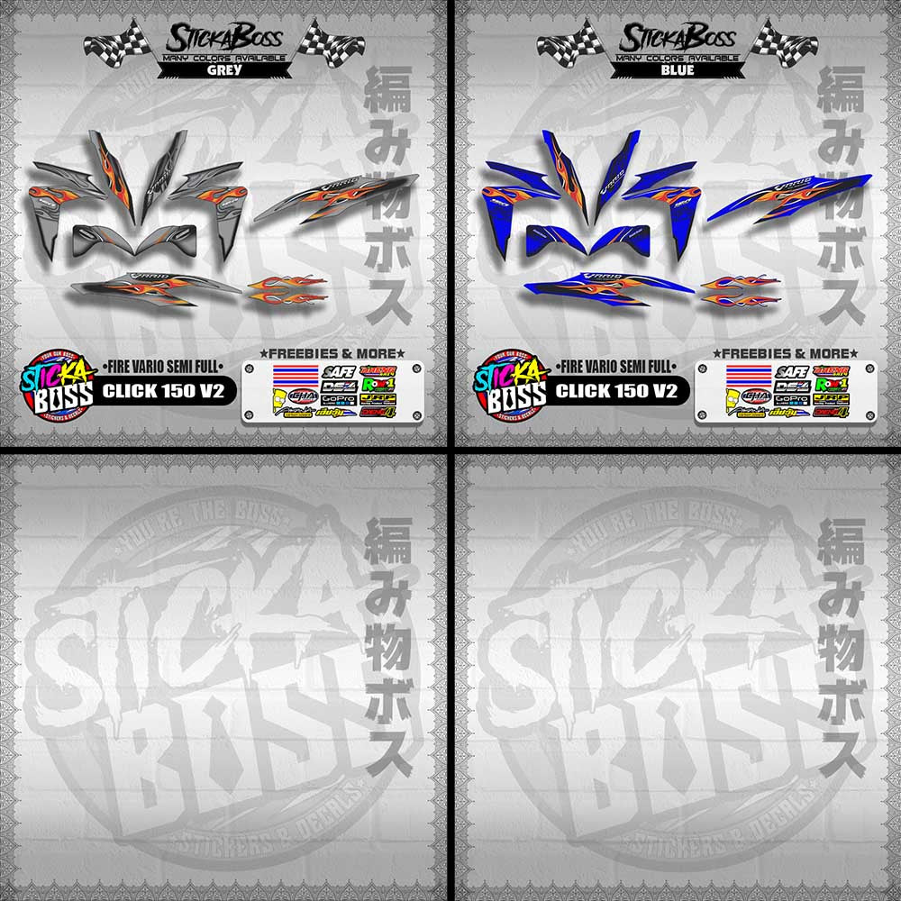 CLICK 150 V2 DECALS ( FIRE VARIO SEMI FULL )【WITH FREEBIES】