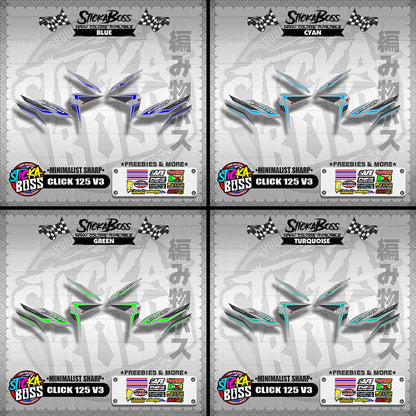 CLICK 125 V3 DECALS ( MINIMALIST SHARP )【WITH FREEBIES】
