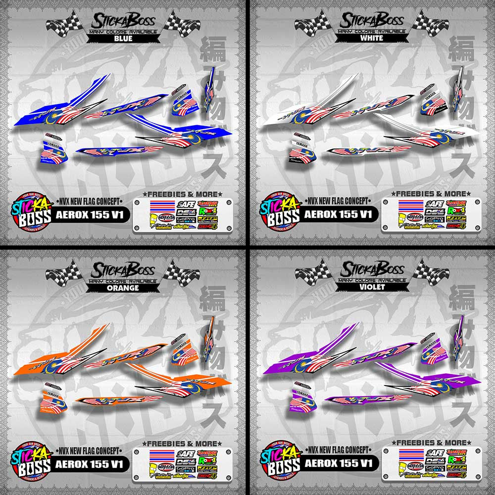 AEROX 155 V1 MALAYSIAN DECALS ( NVX NEW FLAG CONCEPT )【WITH FREEBIES】