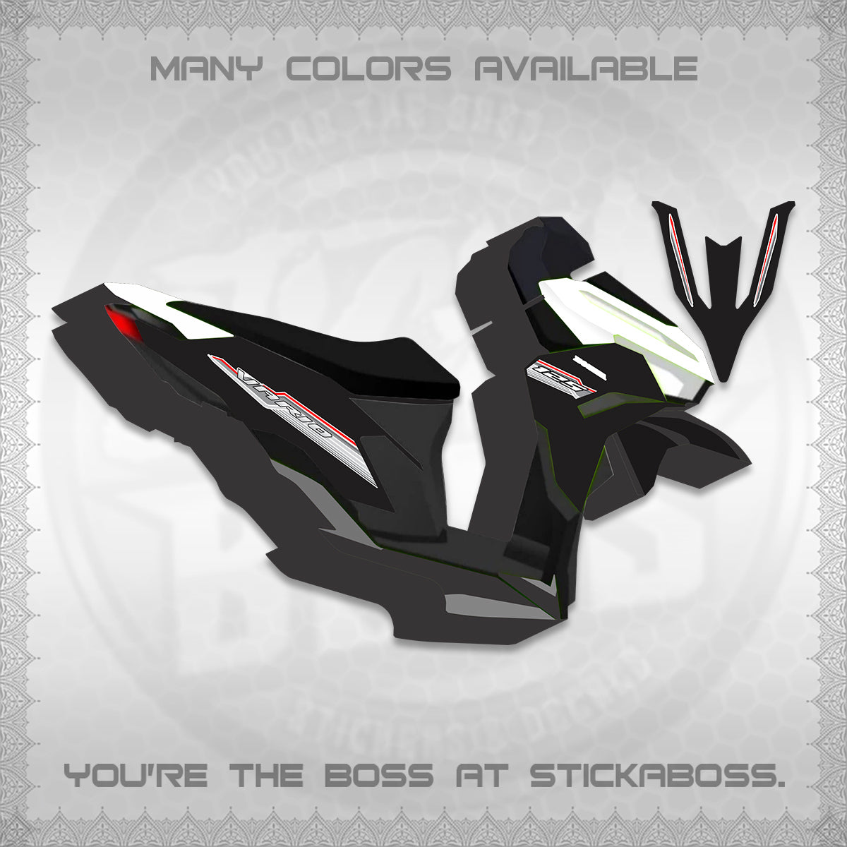 CLICK 125 V3 INDO FOR WHITE DECALS (2024 SV 07-A2 STYLE) STICKER KITS By STICKABOSS