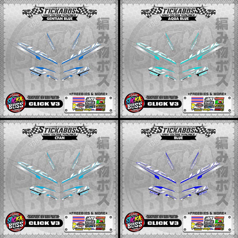 【PREMIUM UV PRINT】TRANSPARENT CLICK 125 V3 STICKER DECALS ( NEW VARIO PHANTOM )【WITH FREEBIES】