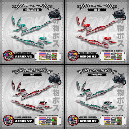 AEROX V2 STICKER DECALS ( SAKURA INSPIRED )【WITH FREEBIES】