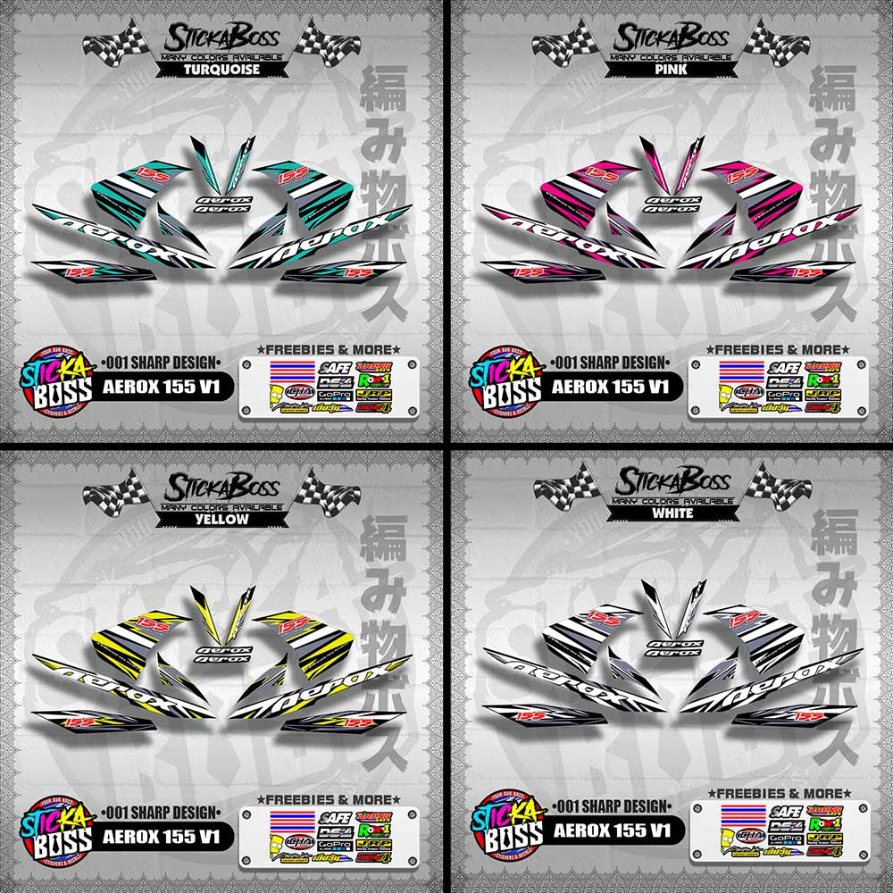 AEROX 155 V1 DECALS ( 001 SHARP DESIGN )【WITH FREEBIES】