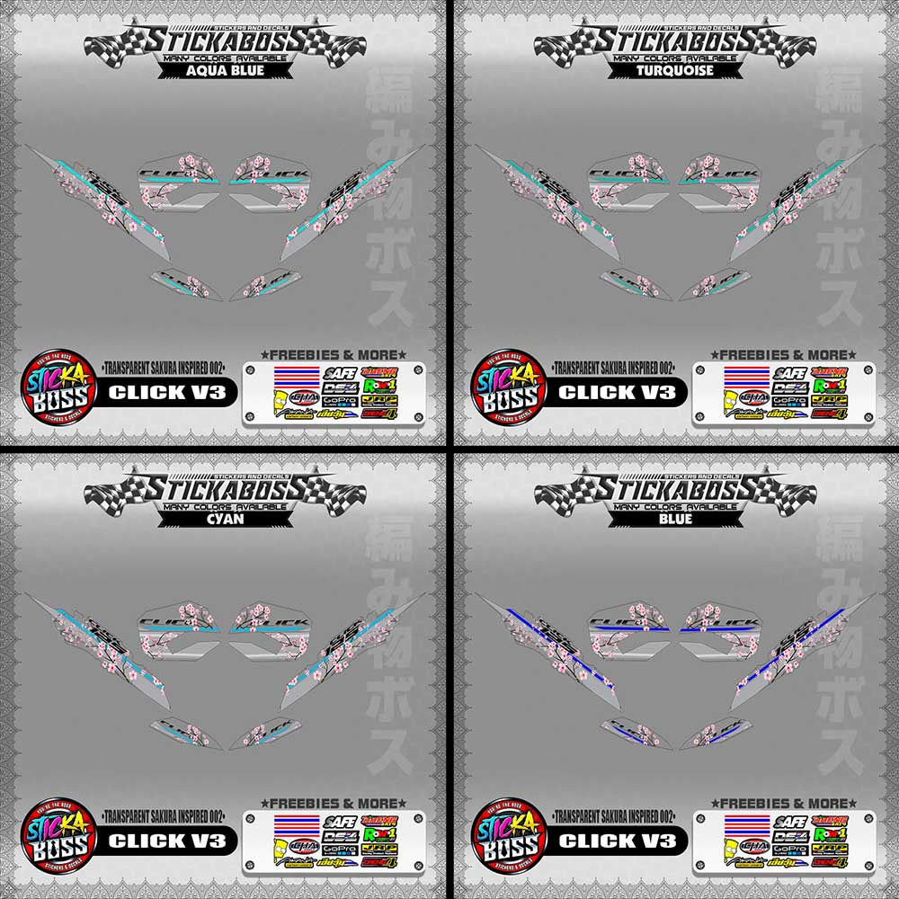 【PREMIUM UV PRINT】TRANSPARENT CLICK V3 DECALS ( SAKURA INSPIRED 002 )【WITH FREEBIES】