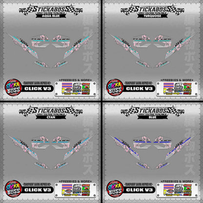 【PREMIUM UV PRINT】TRANSPARENT CLICK V3 DECALS ( SAKURA INSPIRED 002 )【WITH FREEBIES】