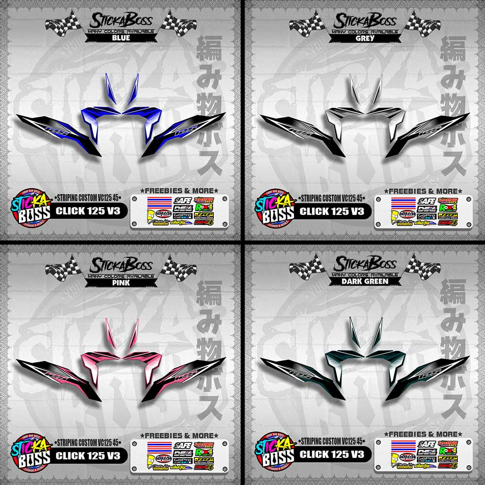 CLICK 125 V3 DECALS ( STRIPING CUSTOM VC125 45 )【WITH FREEBIES】