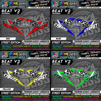 Honda Beat Fi V2 Stock Decals (Street Edition)【PREMIUM GLOSSY LAMINATED】