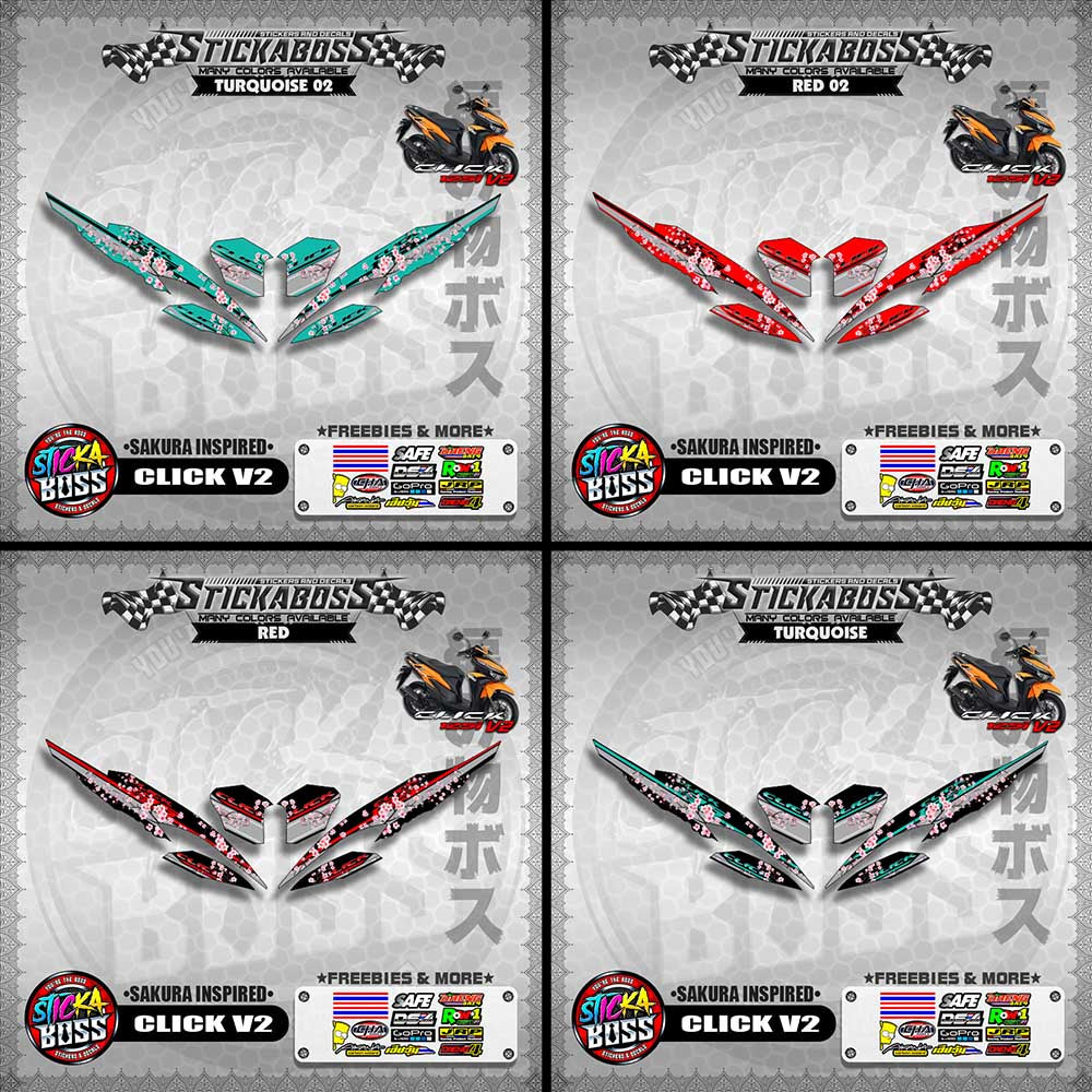 CLICK V2 STICKER DECALS ( SAKURA INSPIRED )【WITH FREEBIES】