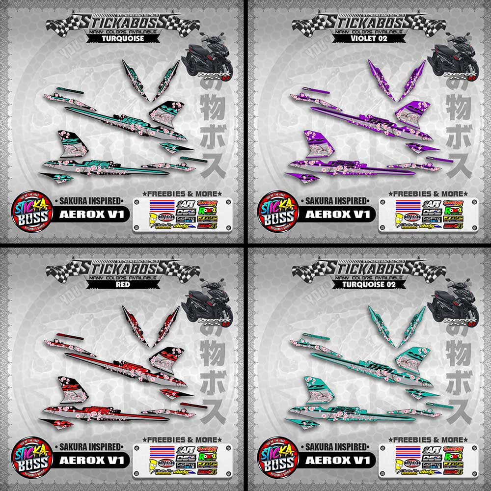 AEROX V1 STICKER DECALS ( SAKURA INSPIRED )【WITH FREEBIES】