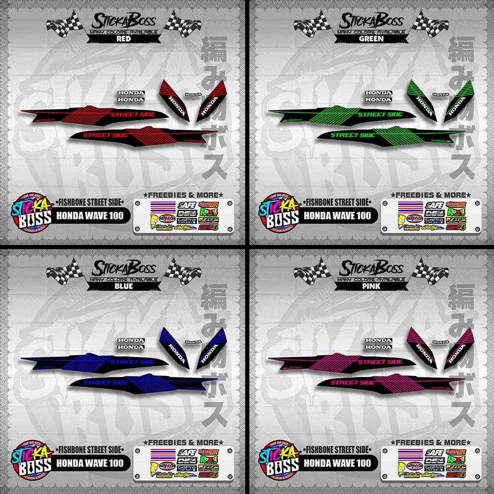 HONDA WAVE 100 DECALS ( FISHBONE STREET SIDE )【WITH FREEBIES】