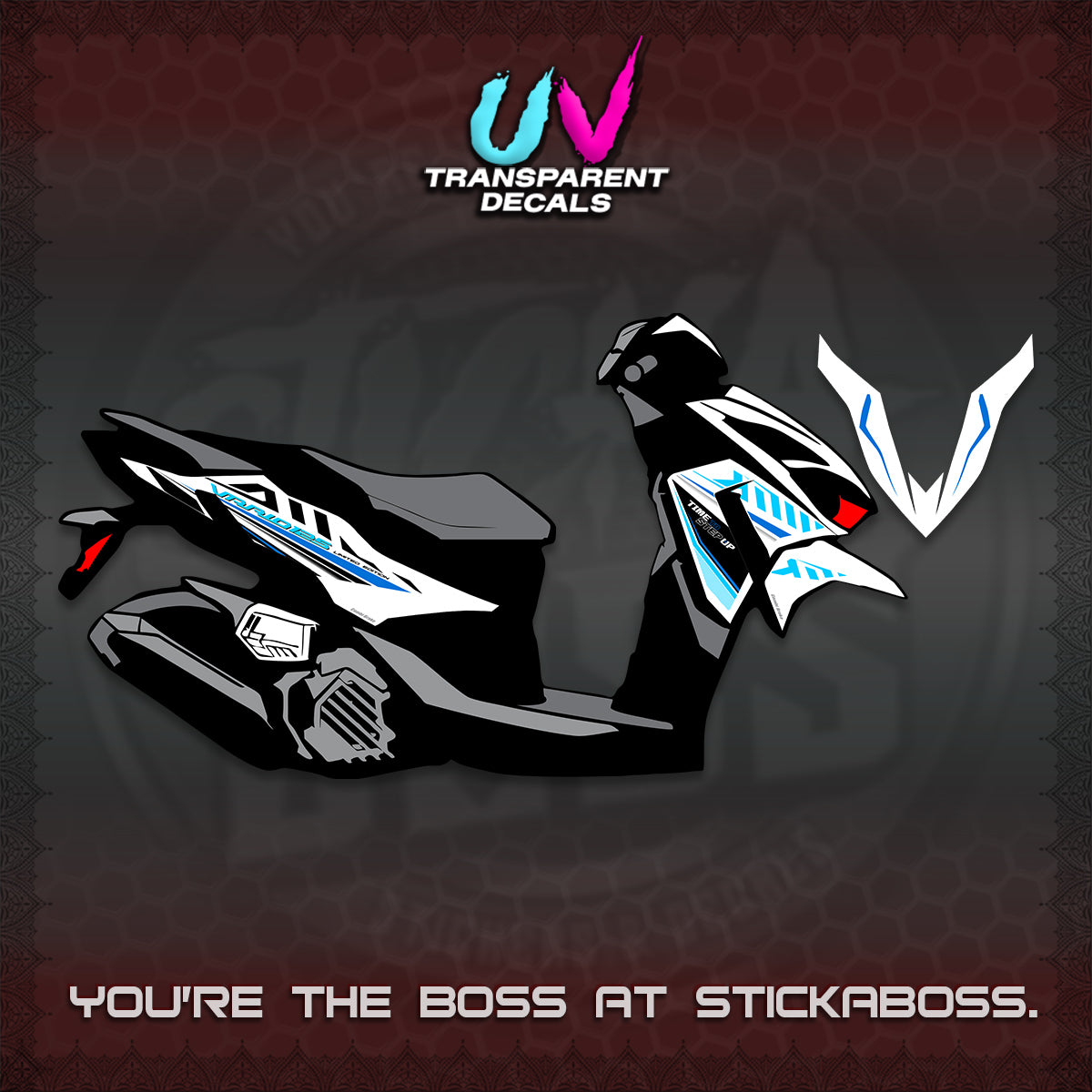 CLICK 125 V4 VARIO UV TRANSPARENT DECALS (2026 VR0007 DESIGN) STICKER KITS By STICKABOSS