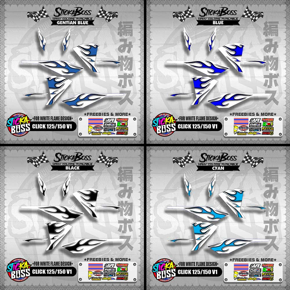 CLICK 125 / 150 V1 DECALS ( FOR WHITE FLAME DESIGN )【WITH FREEBIES】
