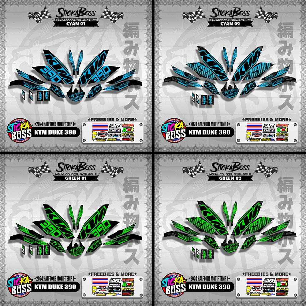 KTM DUKE 390 STICKER DECALS ( 2024 HALFTONE MOTIF TEMP 1 )【WITH FREEBIES】