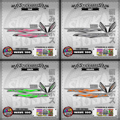 WAVE 100 STICKER DECALS ( FIRE EDITION )【WITH FREEBIES】