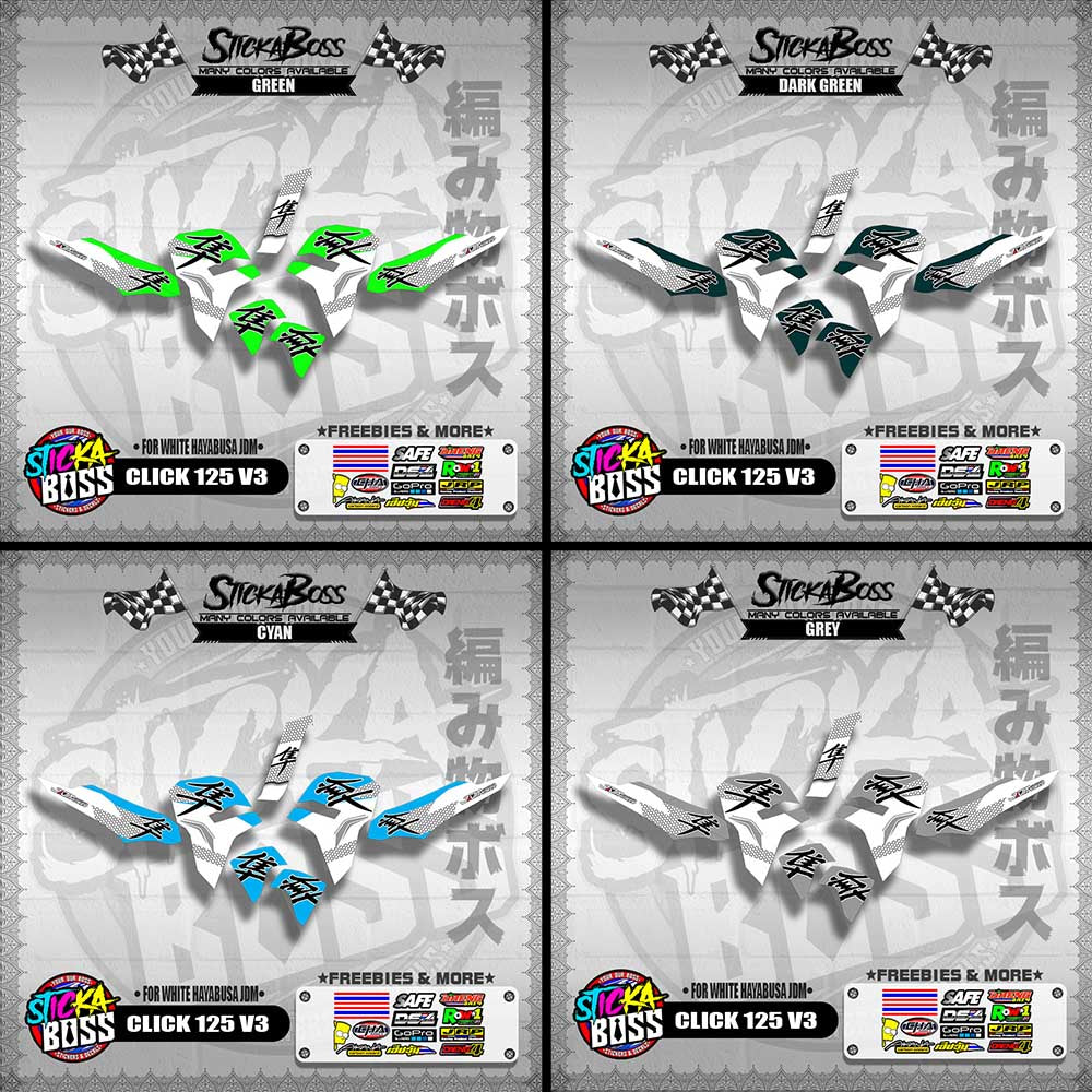 CLICK 125 V3 DECALS ( FOR WHITE HAYABUSA JDM )【WITH FREEBIES】