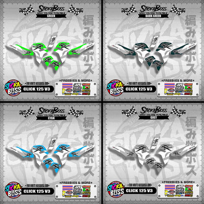 CLICK 125 V3 DECALS ( FOR WHITE HAYABUSA JDM )【WITH FREEBIES】