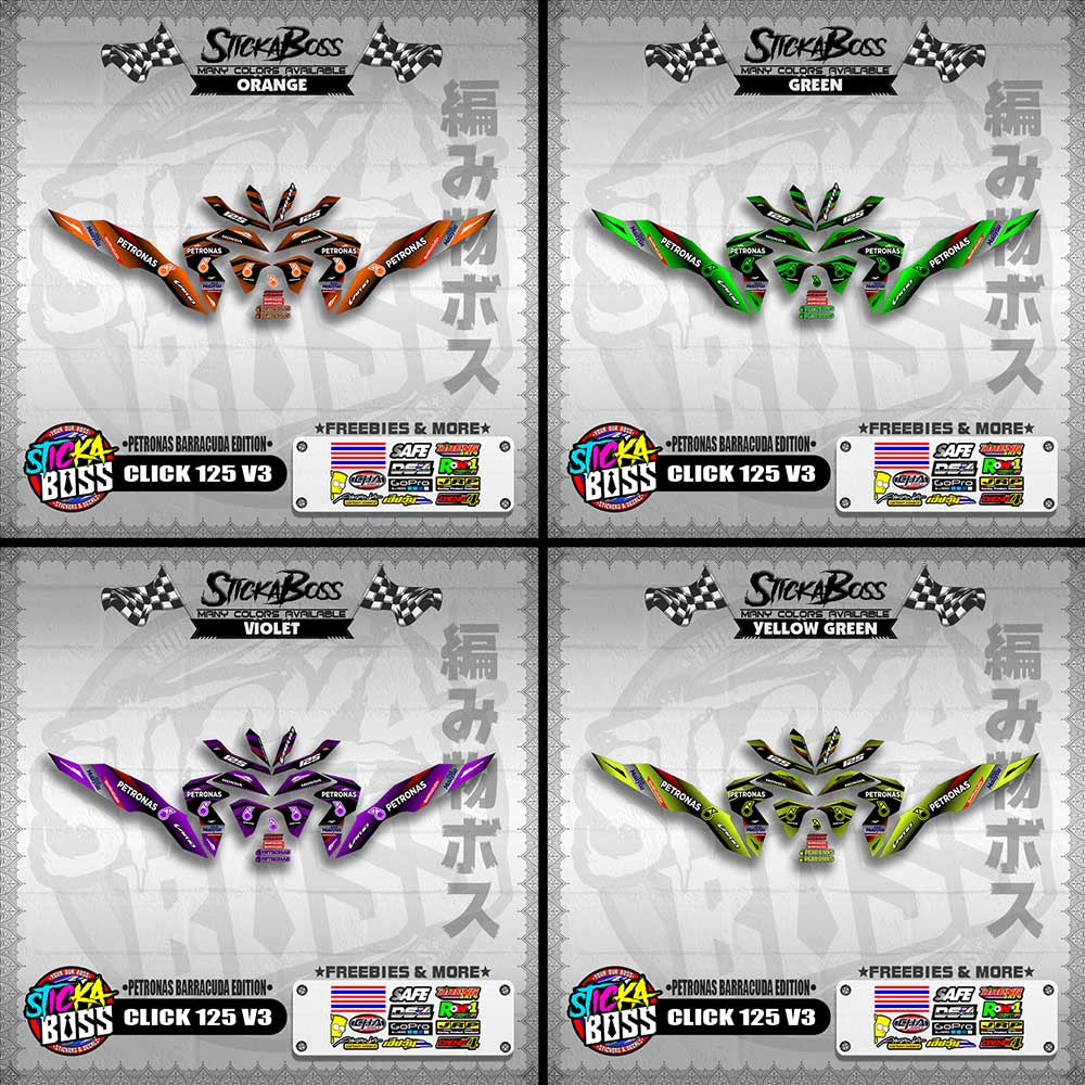 CLICK 125 V3 DECALS ( PETRONAS BARRACUDA EDITION )【WITH FREEBIES】