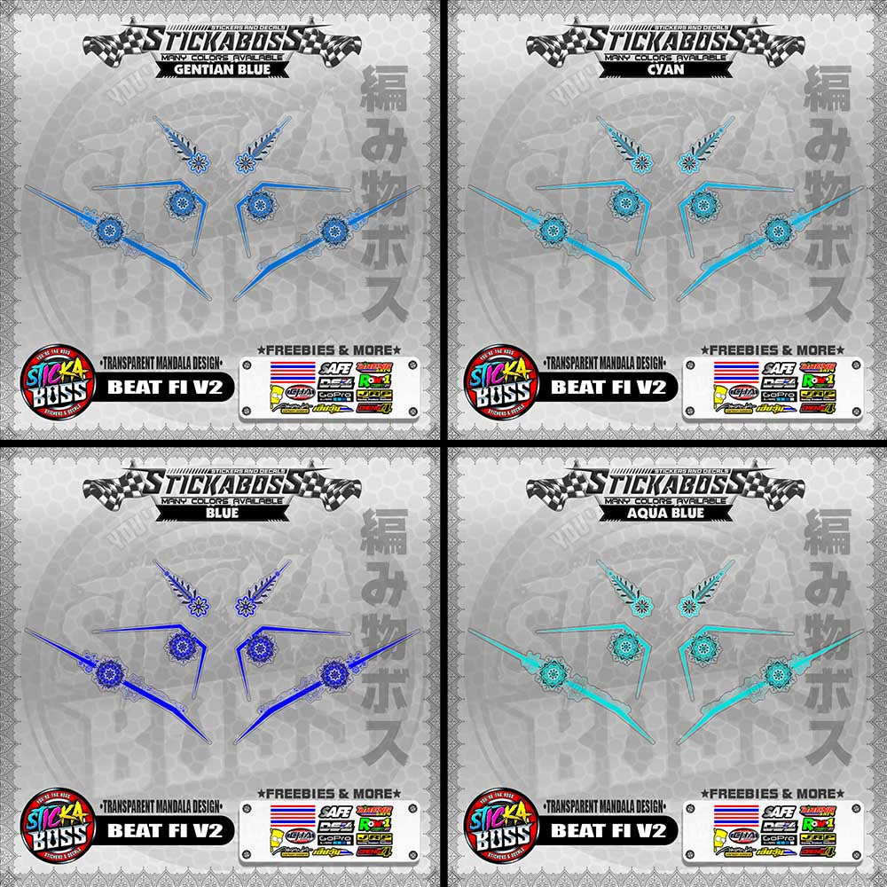 【PREMIUM UV PRINT】TRANSPARENT BEAT FI V2 STICKER DECALS ( MANDALA DESIGN )【WITH FREEBIES】