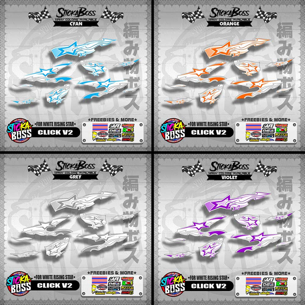 CLICK V2 DECALS ( FOR WHITE RISING STAR ) [ PREMIUM GLOSSY LAMINATED ]【WITH FREEBIES】