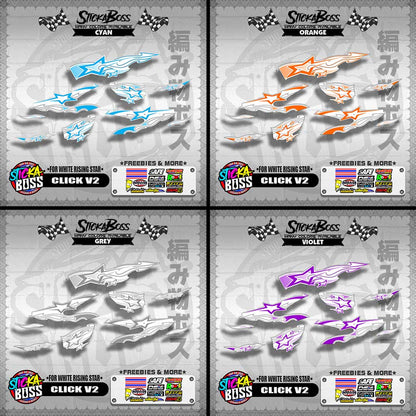 CLICK V2 DECALS ( FOR WHITE RISING STAR ) [ PREMIUM GLOSSY LAMINATED ]【WITH FREEBIES】