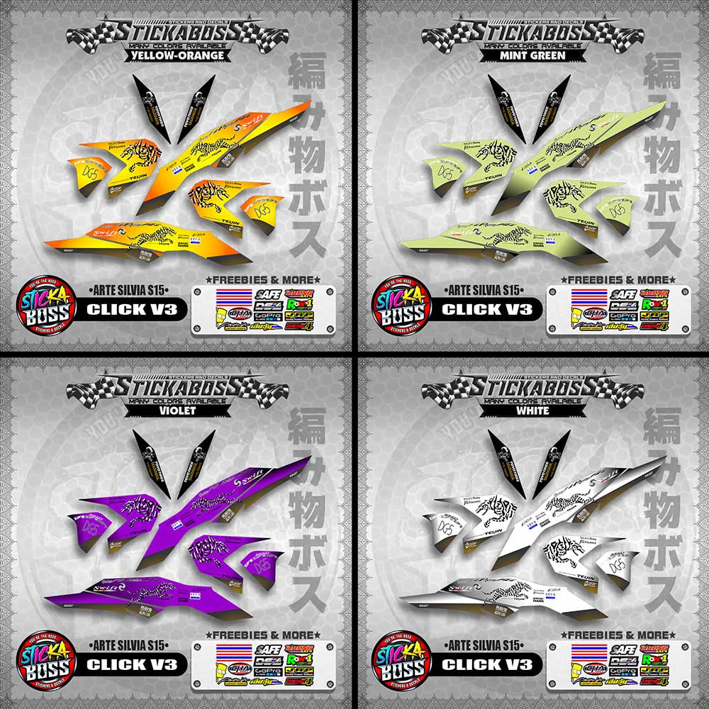 CLICK V3 STICKER DECALS ( ARTE SILVIA S15 )【WITH FREEBIES】