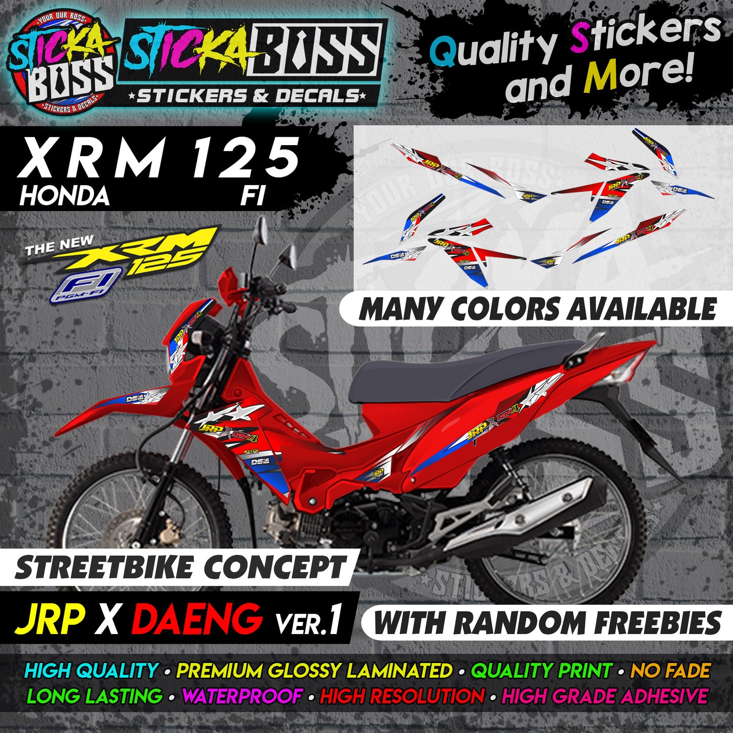 XRM 125 FI Decals - (JRP x DAENG VER.1) [STREET BIKE CONCEPT]【PREMIUM GLOSSY LAMINATED】