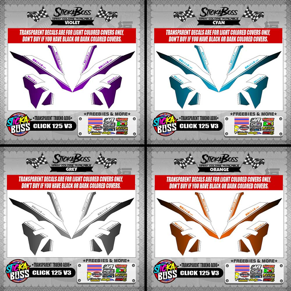 CLICK 125 V3 DECALS ( TRANSPARENT TRUENO AE86 )【WITH FREEBIES】