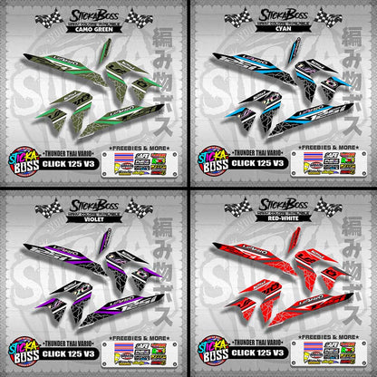 CLICK 125 V3 THAILAND DECALS ( THUNDER THAI VARIO )【WITH FREEBIES】