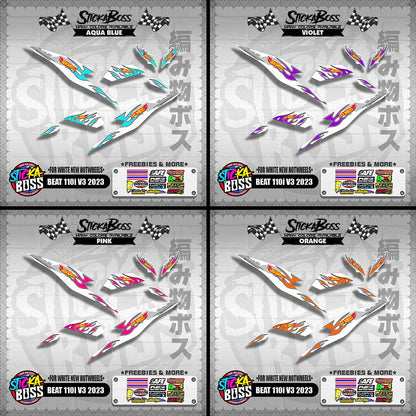 BEAT 110i V3 2023 DECALS ( FOR WHITE NEW HOTWHEELS )【WITH FREEBIES】