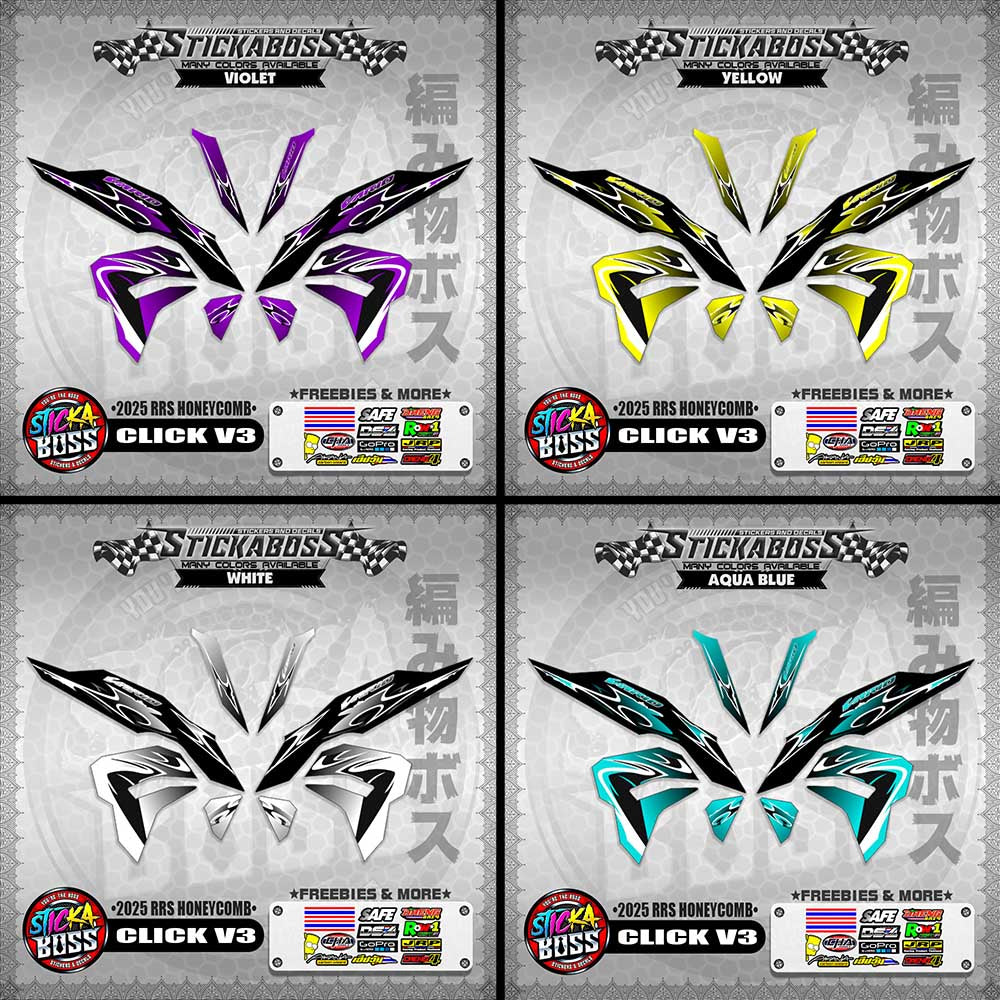 CLICK V3 INDO STICKER DECALS ( 2025 RRS HONEYCOMB )【WITH FREEBIES】
