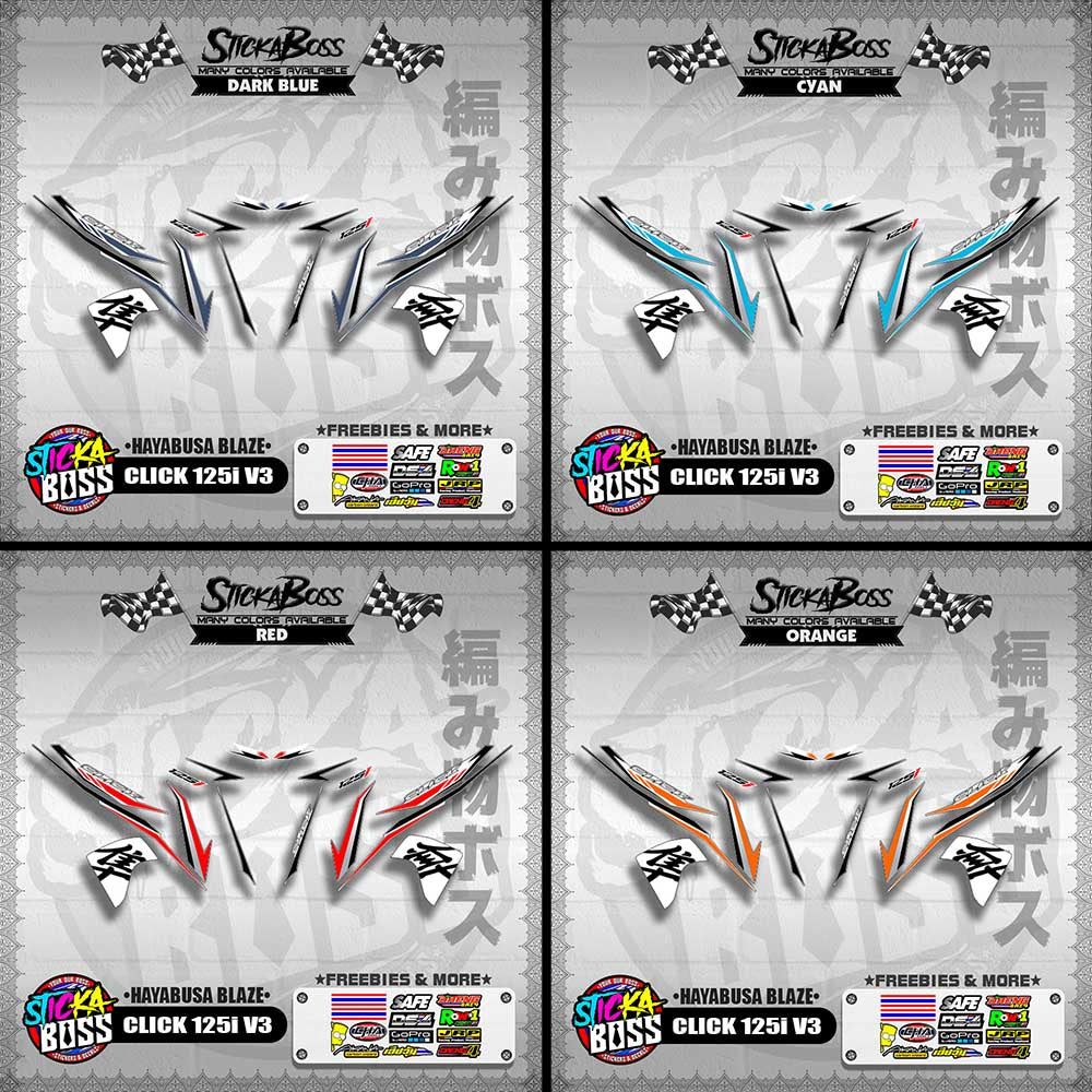 CLICK 125i V3 DECALS ( HAYABUSA BLAZE )【WITH FREEBIES】