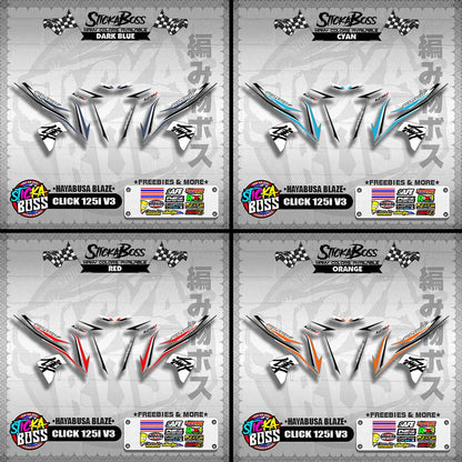 CLICK 125i V3 DECALS ( HAYABUSA BLAZE )【WITH FREEBIES】