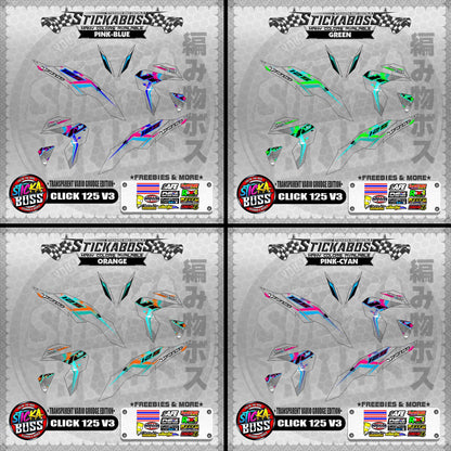 [PREMIUM UV PRINT] TRANSPARENT CLICK 125 V3 DECALS ( VARIO GRUDGE EDITION )【WITH FREEBIES】