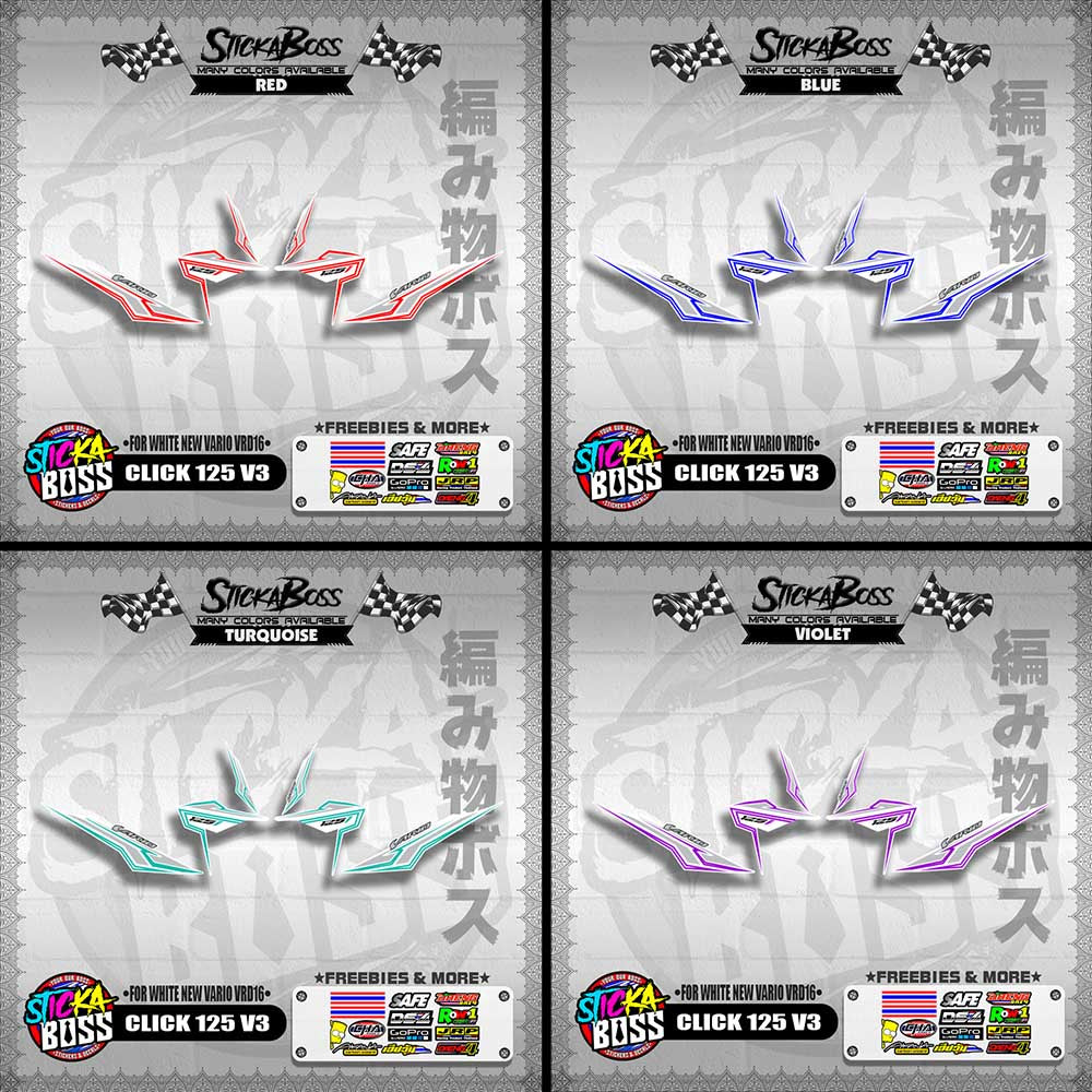 CLICK 125 V3 DECALS ( FOR WHITE NEW VARIO VRD16 ) [ PREMIUM GLOSSY LAMINATED ]【WITH FREEBIES】