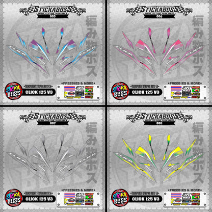 【PREMIUM UV PRINT】TRANSPARENT CLICK 125 V3 DECALS ( STRIPING MOTIF 56 )【WITH FREEBIES】