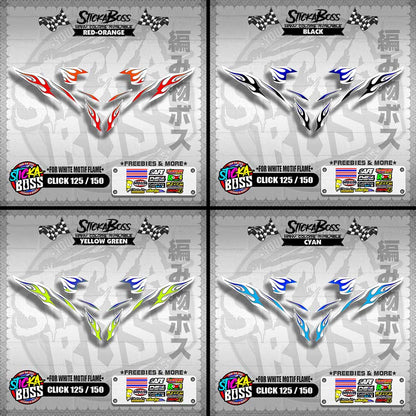 CLICK 125 / 150 V2 DECALS ( FOR WHITE MOTIF FLAME )【WITH FREEBIES】