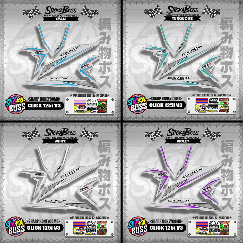 CLICK 125i V3 DECALS ( SHARP HONEYCOMB )【WITH FREEBIES】