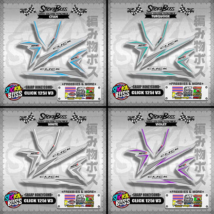 CLICK 125i V3 DECALS ( SHARP HONEYCOMB )【WITH FREEBIES】
